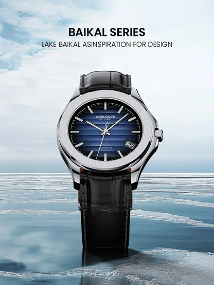 AGELOCER Original Baikal Watch Men's Big Calendar Business Formal Automatic Mechanical Watch Birthday Gift for Men