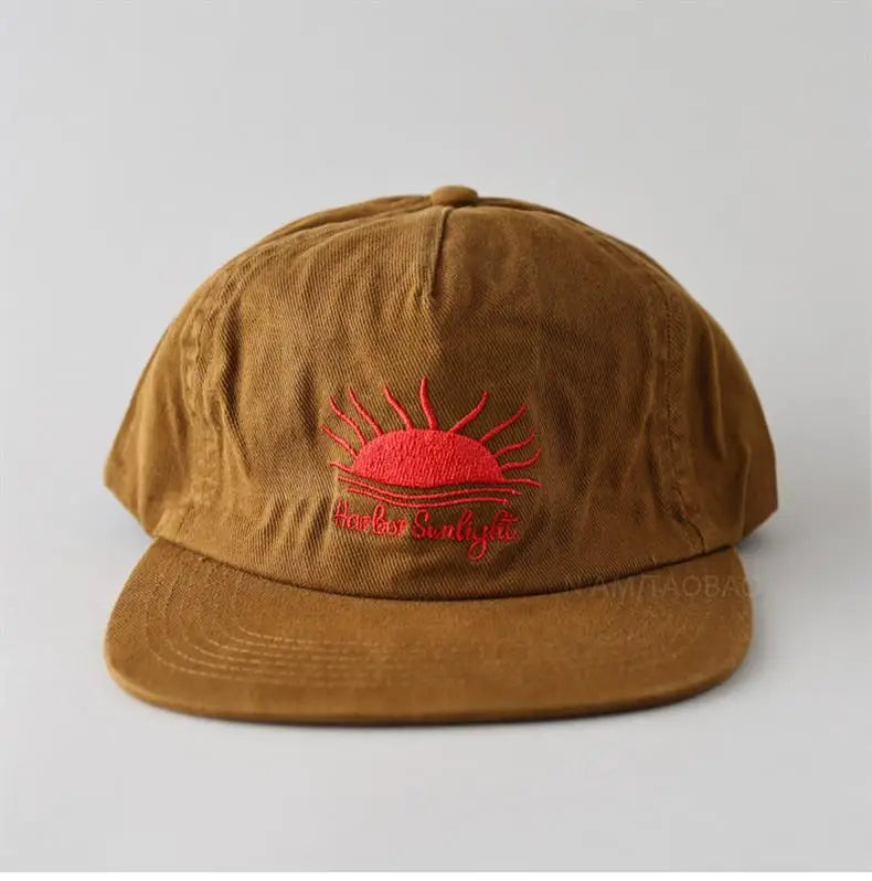 Casquette de baseball à visière plate mignonne pour femmes, hommes et adolescents, avec broderie « Sunrise », casquettes d'été et chapeaux de soleil