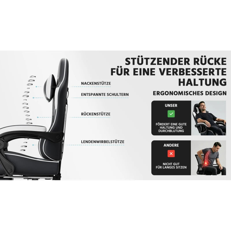Ergonomic Gaming Chair Office Chair with Breathable Fabric, 360° Swivel Desk Chair, Adjustable Height Computer Chair with Lumbar Support