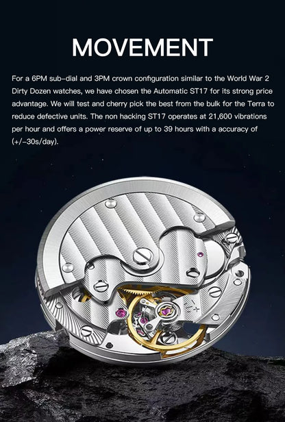 Specht & Söhne New Automatic Mechanical Wristwatches For Men Japan C3 Luminous Sapphire Crystal Sports Watch ﻿5Bar Waterproof