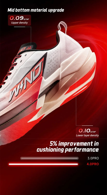 QIAODAN WIND 4PRO Chaussures de marathon à semelle en carbone pour homme - Baskets de course professionnelles - Chaussures de sport de course à pied respirantes QDB023262291