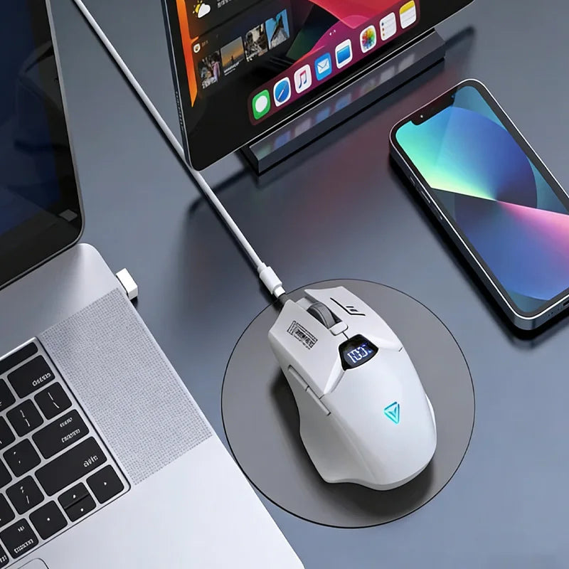 Trådlös Bluetooth-mus med dubbla lägen, smart skärmdisplay, tyst drift och laddning – för kontor, gaming och surfplatta, universell och portabel mus