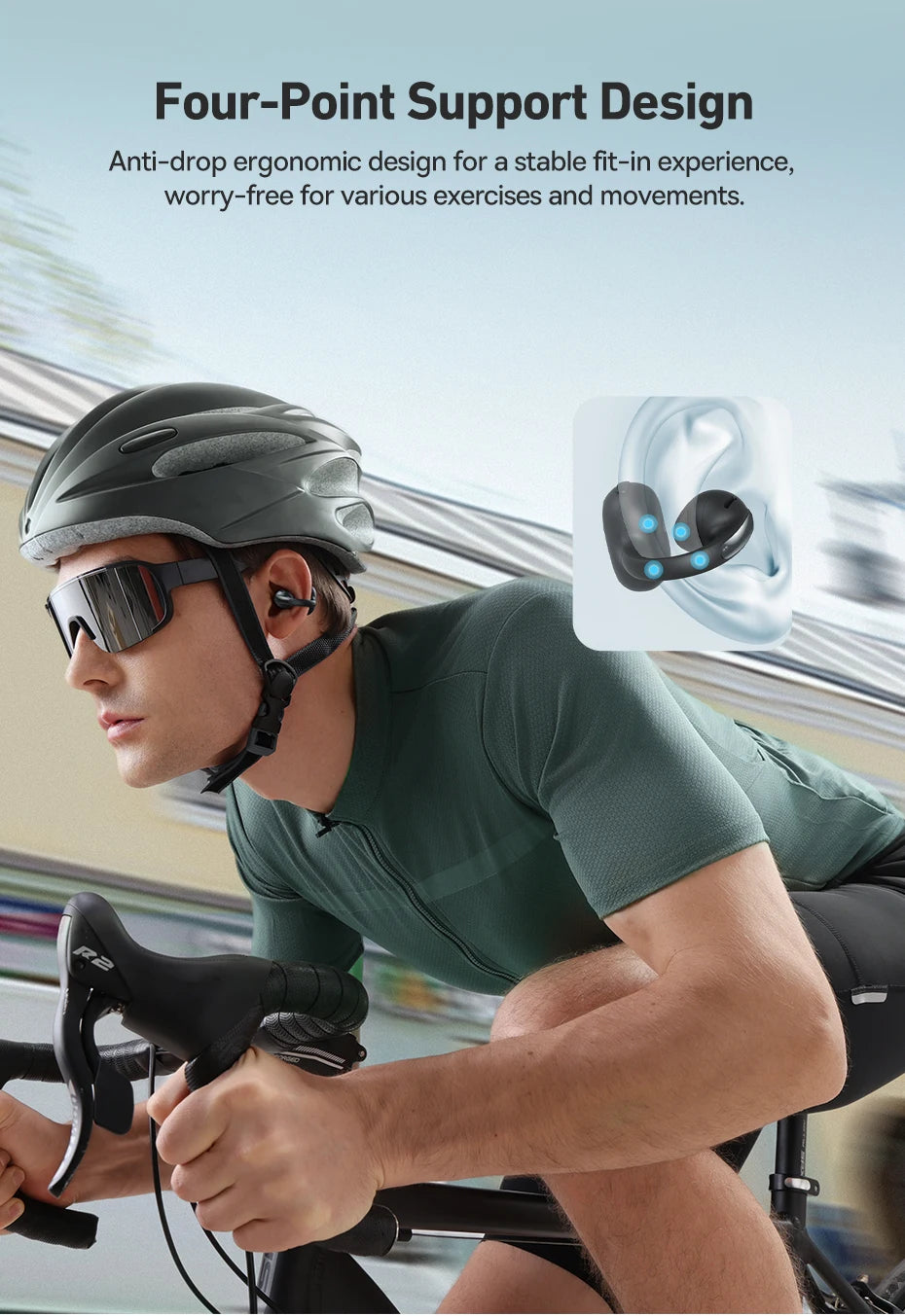 Baseus Bowie MC1 Ear Clip Wireless Earphones Bluetooth 5.4 Open-Ear Clip-On Sports Earbuds IP57 Waterproof AI Bass Ear Clip Headphones