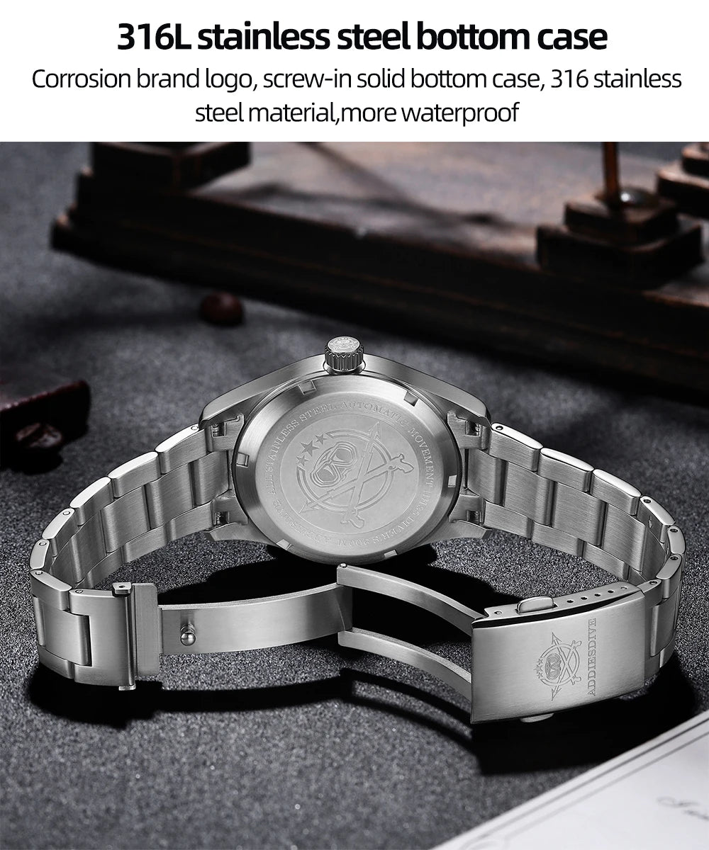 ADDIESDIVE AD2525 Automatic Watches For Men 39mm Sapphire Japanese 8215 Mechanical Watch Waterproof 20Bar Luminous Luxury Watch