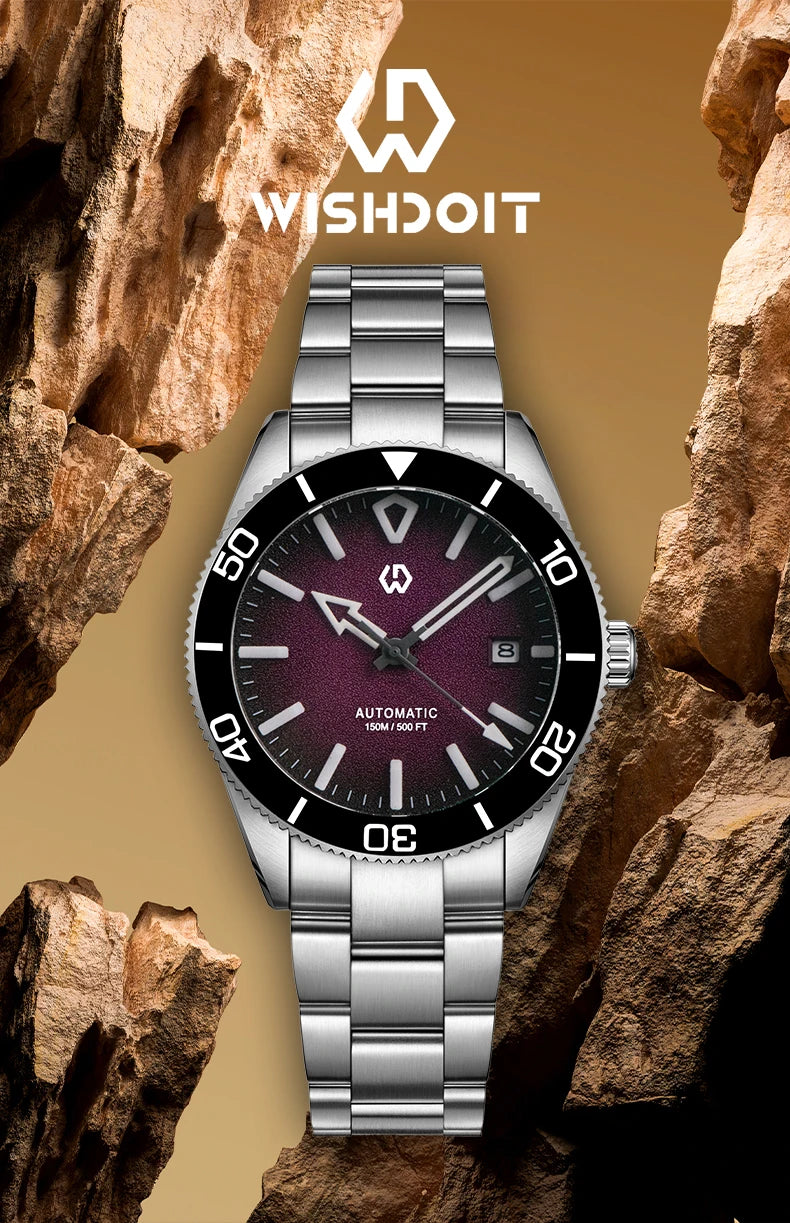 WSD9017 Men's Automatic Watch Mechanical 3D Dimensional Luminous Watch Needle Ceramic Bezel 150 Meters Waterproof Diving