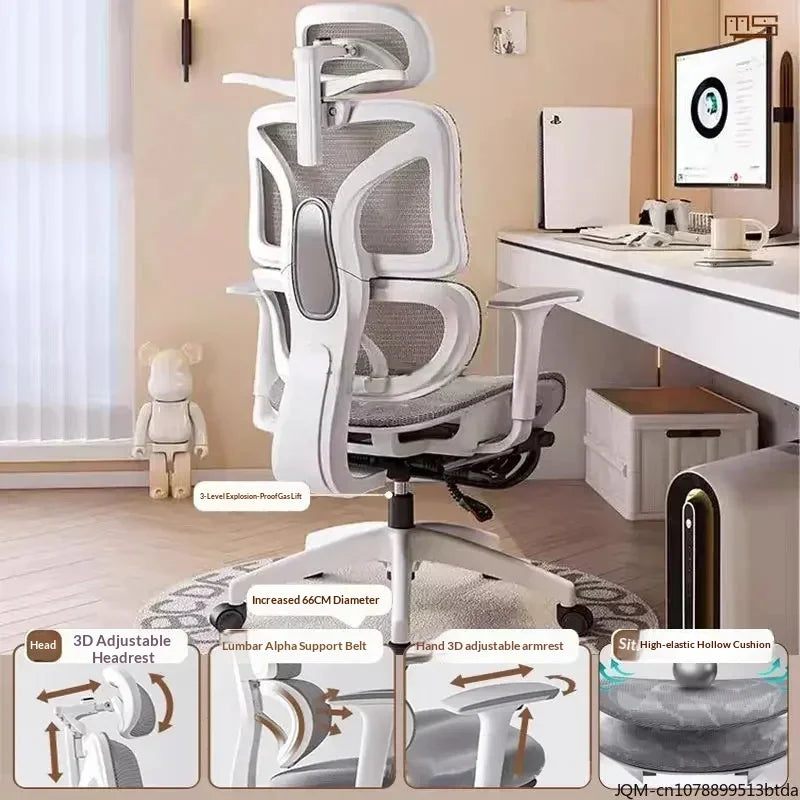 Ergonomic Study Chair High Back Office Chair with Lumbar Support, Adjustable Computer Desk Chair, Comfortable Home Work Chair with Armrests