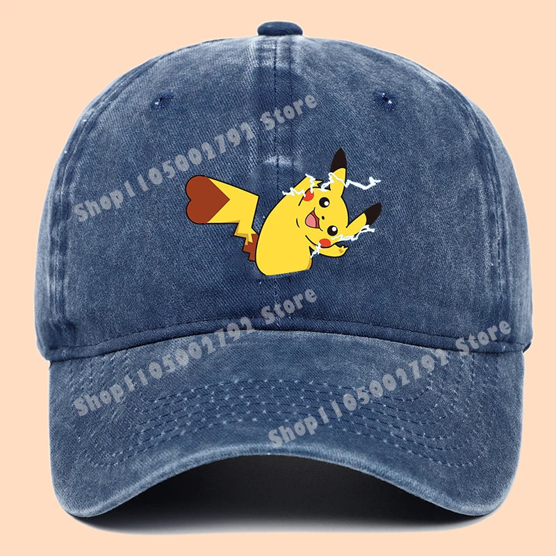 Pokémonové baseballové čepice Pikachu Kawaii Anime postavičky Sluneční klobouky Letní outdoorové sluneční klobouky pro rodiče a děti Módní kšiltovka s kachním jazykem Dárek