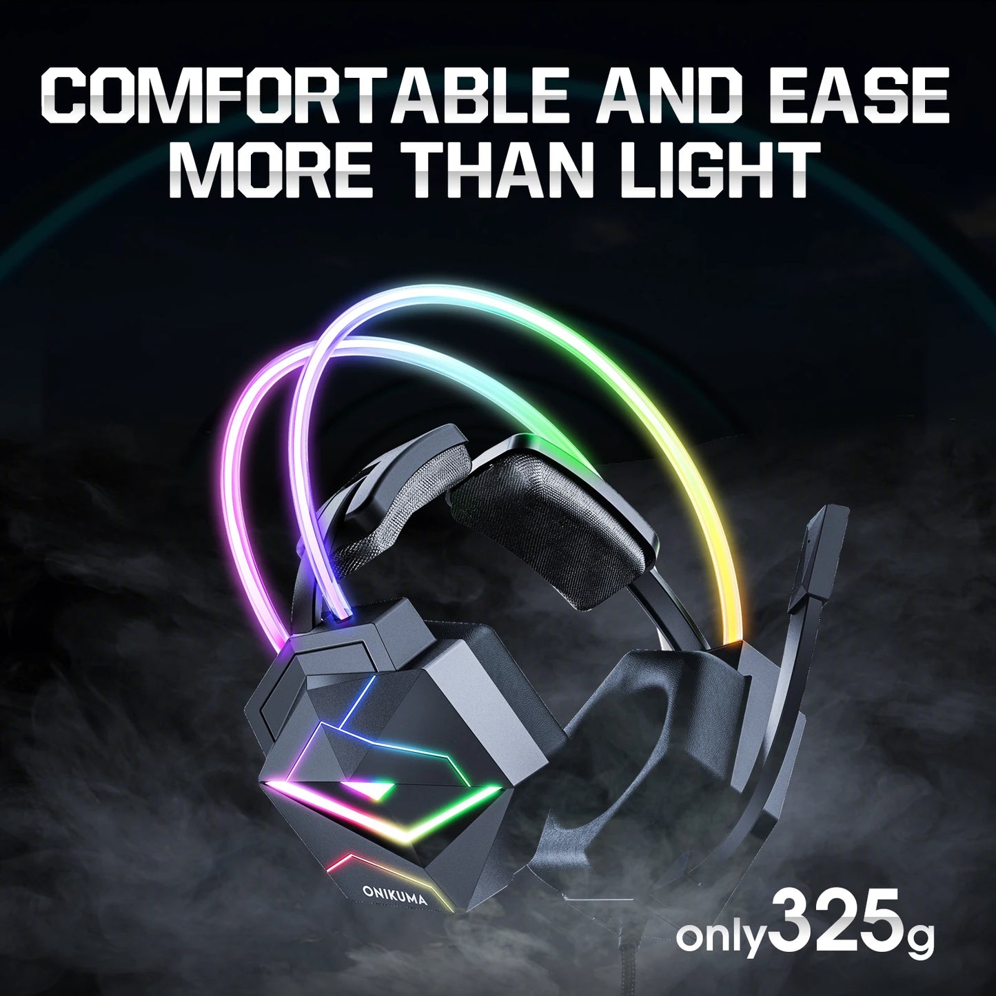 ONIKUMA X20 Gaming Headset RGB Wired Gaming Headphones with Mic, Surround Sound Bass Over-Ear Gaming Headset for PS5, PC, Xbox & Laptop