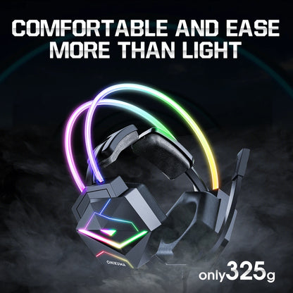 ONIKUMA X20 Gaming Headset RGB Wired Gaming Headphones with Mic, Surround Sound Bass Over-Ear Gaming Headset for PS5, PC, Xbox & Laptop