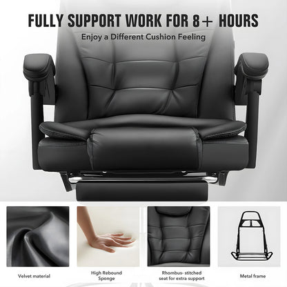 Ergonomic Office Chair with Massage Function, Executive Desk Chair with Footrest, Adjustable Headrest, Lumbar Support & Armrests