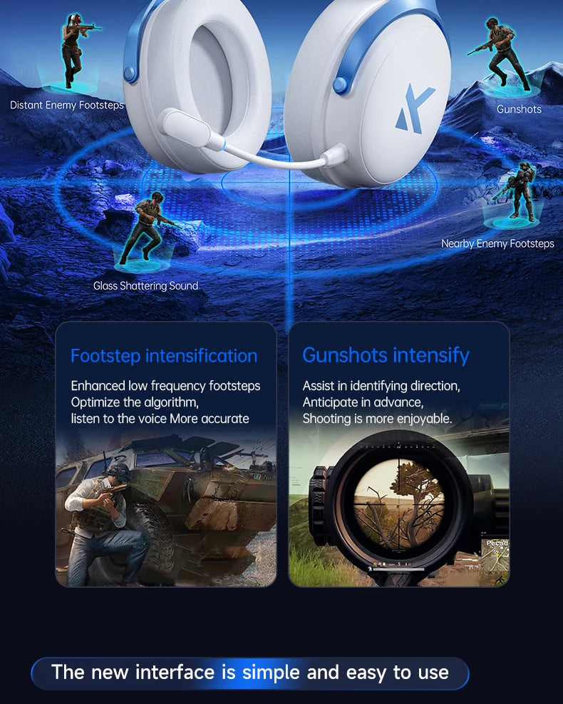 MCHOSE V9 Pro Electronic Sports Headset Three Mode Game USB Wireless 7.1 Channel Surround Sound Portable Headset with Microphone