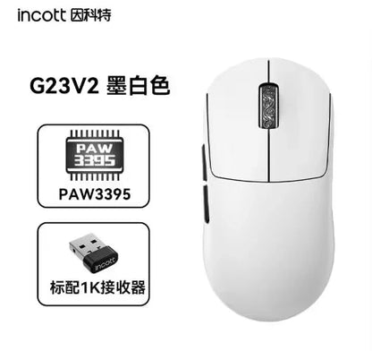 Incott G23 V2 Wireless Gaming Mouse PAW3395, 47g Lightweight Gaming Mouse, 3-Mode Bluetooth & 2.4GHz, 8000Hz Polling Rate, Ultra-Low Latency Esports Mouse
