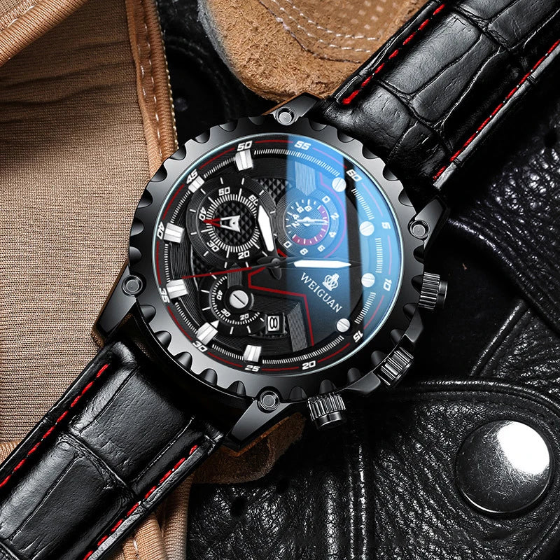 Men's Watch Black Warrior Authentic Trendy Stainless Steel Waterproof Luminous Calendar Male Fashion Quartz Clock Watches Gift