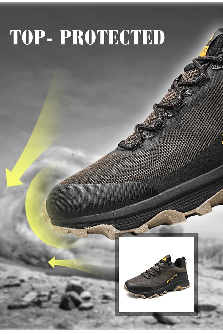 HIKEUP Chaussures de course en plein air pour hommes et femmes, antidérapantes, randonnée, camping, sports de trail, chaussures de sécurité pour hommes, confortables, baskets de trekking