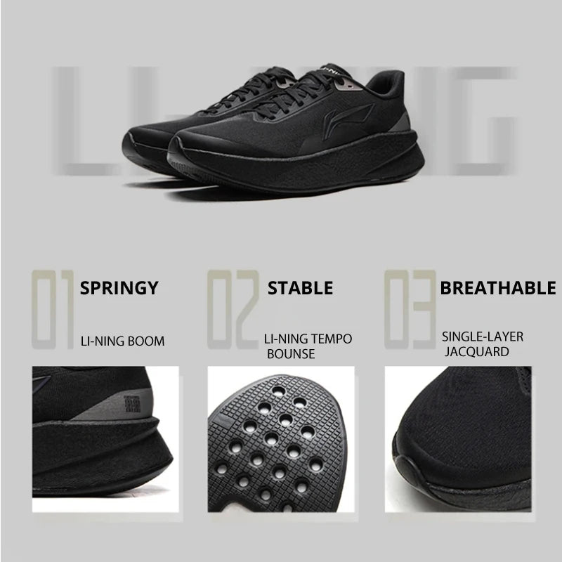 Chaussures de course Li-Ning CHAOYING pour homme, amortissantes, légères et souples, technologie TEMPO BOUNSE, confortables, modèle ARBW007