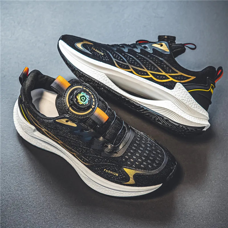 Zapatillas deportivas informales de verano transpirables para hombre, nuevas zapatillas de running de malla transpirable, modernas y versátiles, con hebilla giratoria, adecuadas para deportes al aire libre y para el día a día