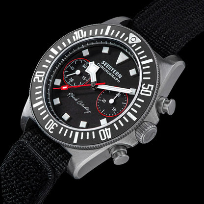 SEESTERN Chronograph Man of Watch Mechanical Tianjin ST1901 Movement Sapphire Wristwatches Nylon Sticker Strap Luminous Skeleton