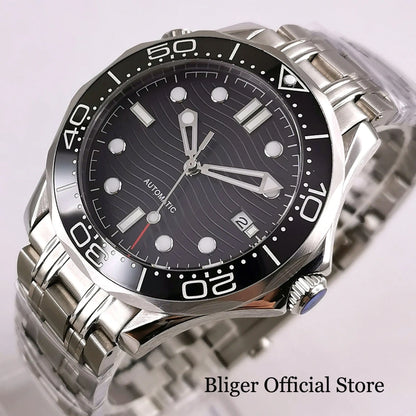 BLIGER Luxury 41mm Mechancial Men Watch Sapphire Glass NH35AMIYOTA PT5000 Movement Steel Bracelet Ceramic Bezel Date Function