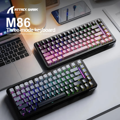 ATTACK SHARK M86 Wireless Mechanical Keyboard 75% Tri-Mode RGB Hot-Swappable Mechanical Keyboard with Side-Printed PBT Keycaps & 4000mAh Battery