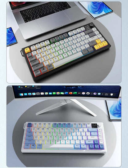 AJAZZ AF82 Low Profile Wireless Gaming Keyboard RGB 75% Mechanical Feel Keyboard, Tri-Mode Bluetooth/2.4G/USB Keyboard for Windows & Mac