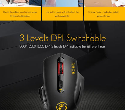 Silent 2.4G USB Wireless Mouse for Laptop, Computer & Mac, Optical Wireless Mouse with Adjustable DPI, Soundless Portable Mouse for Office & Home