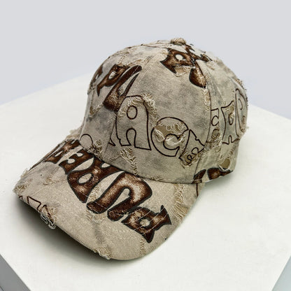New Unisex American Vintage Letter Personal Baseball Hats Breathable Broken Style Sunshade Peaked Caps Versatile Fashion Street
