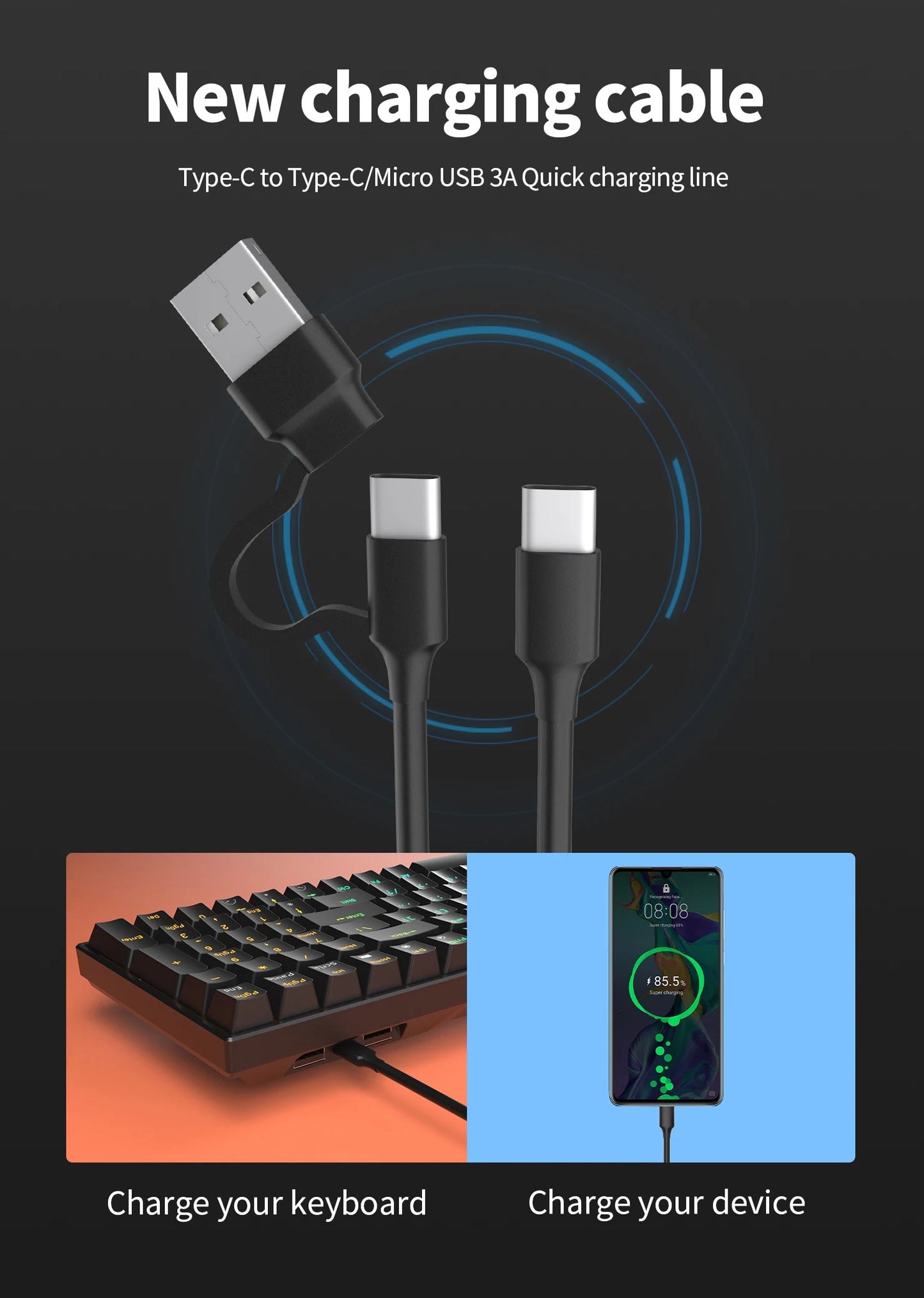 RK Royal Kludge RK61 2.4G Wireless Bluetooth Mechanical Keyboard Tri-mode 61 Keys RGB Backlit Mini Hot-swappable Gamer Keyboard