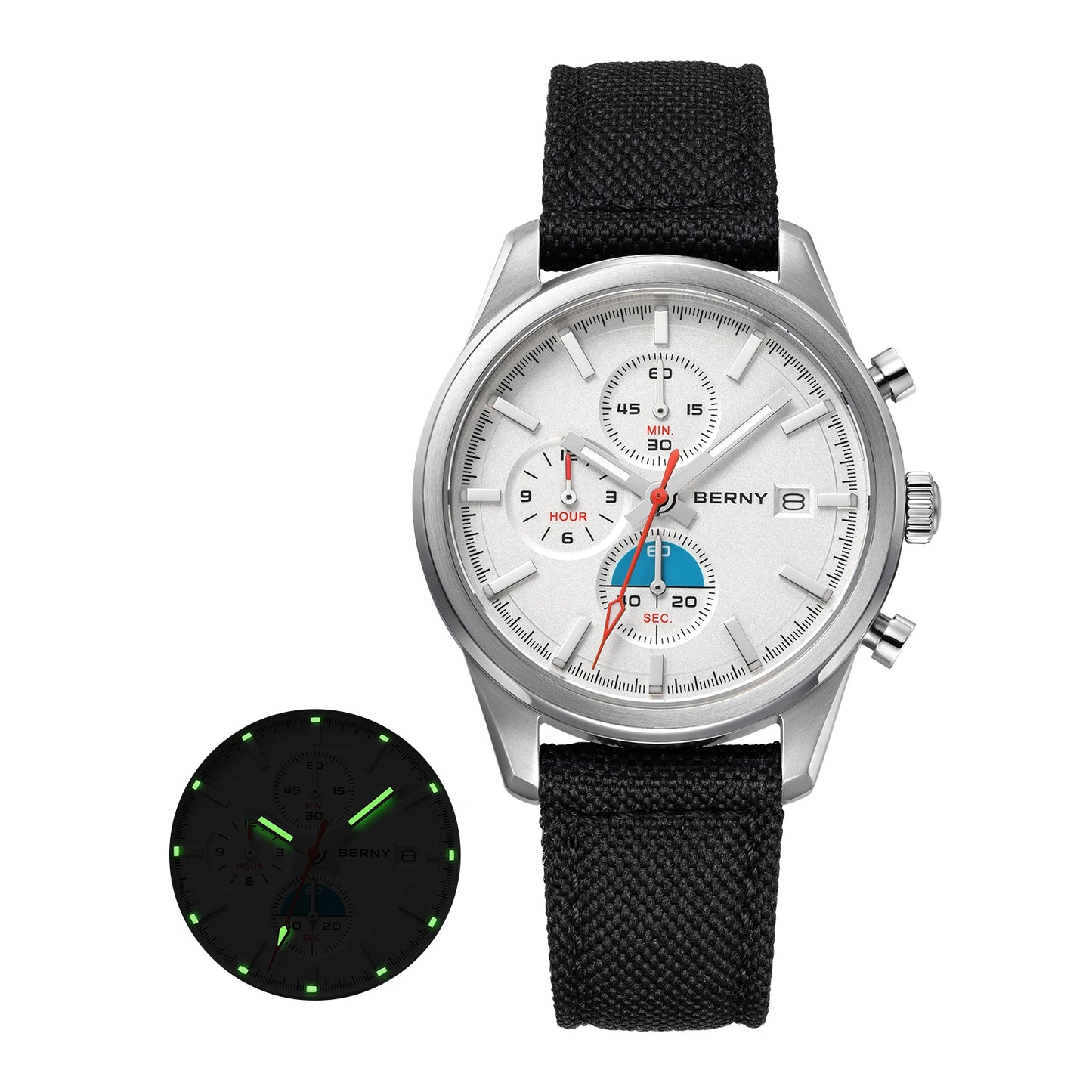 BERNY Top Quartz Chronograph Men's Watches Luminous Miyota 0S10 Sapphire AR Coated 5ATM Waterproof 2026 New Sports Men's Watches