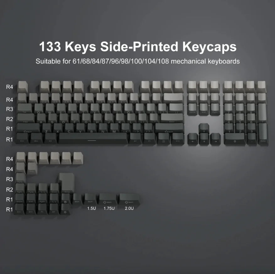 Daylight Cherry Keycaps PBT Translucent Gradient Keycaps for MX Mechanical Keyboards, Side Engraved Cherry Profile PBT Keycap Set