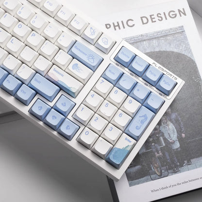 133 Keys XDA Profile Keycap Ocean Whale Theme PBT Keycaps For MX Switch Mechanical keyboard Dye Sublimation Blue White key Caps