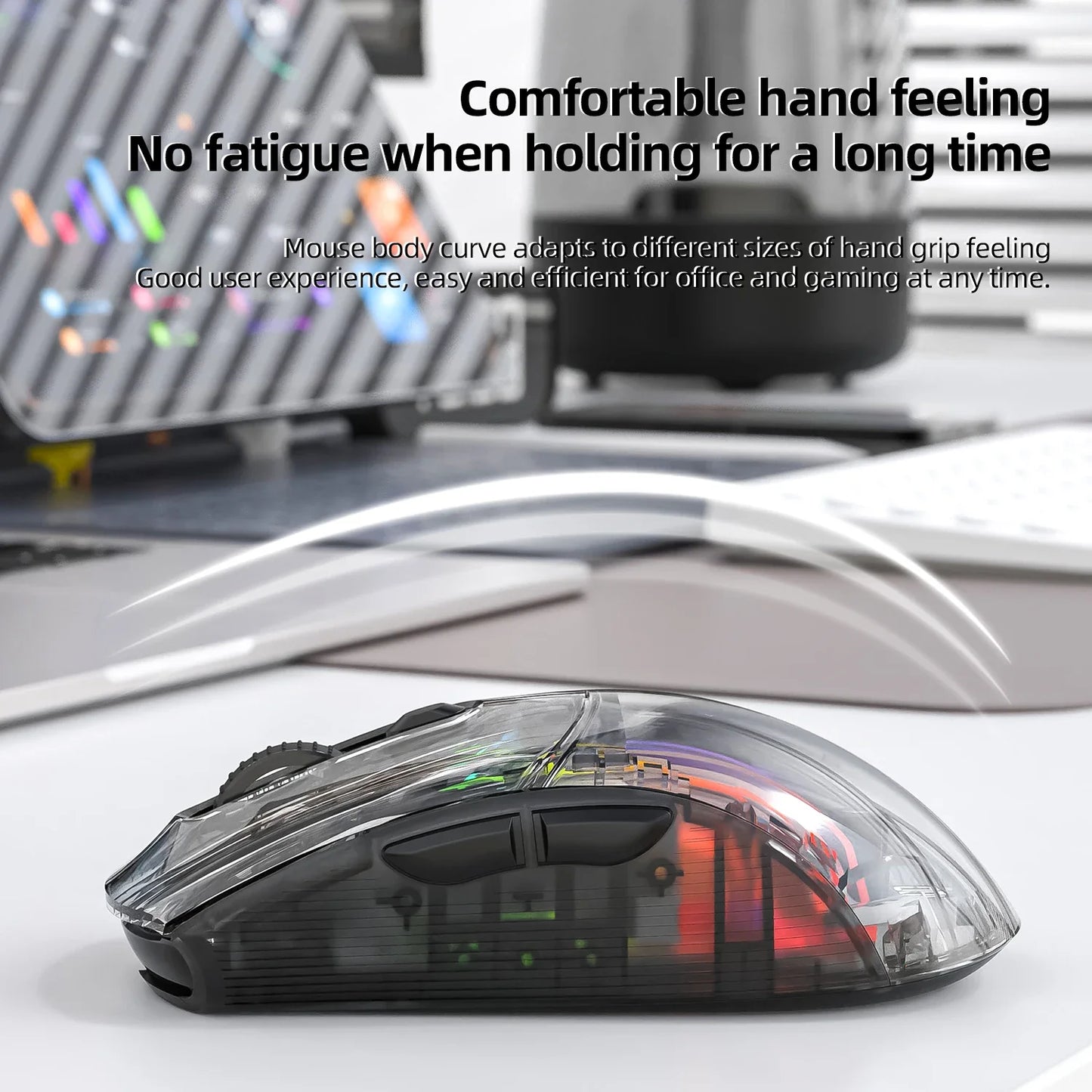 Attack Shark X2PRO Bluetooth Mouse Tri-Mode Wireless RGB Gaming Mouse with Magnetic Charging Dock, Transparent Design, Battery Indicator for PC, Laptop & Mobile