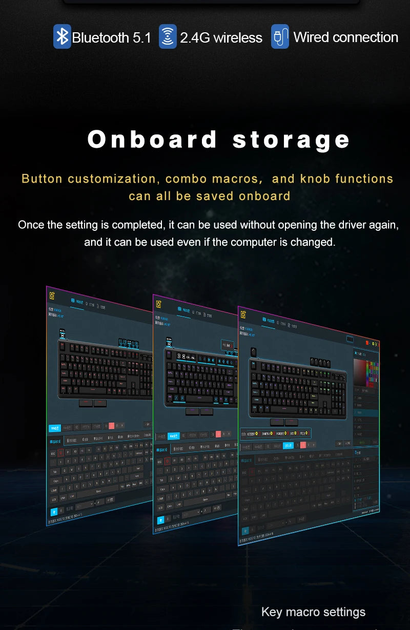 SKYLOONG GK104 Pro Wireless Mechanical Keyboard, 104-Key Custom Hot-Swappable RGB Gaming Keyboard with LCD Screen, Triple Mode Bluetooth/2.4G/USB-C Mechanical Keyboard