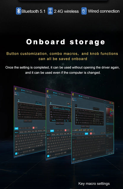 SKYLOONG GK104 Pro Wireless Mechanical Keyboard, 104-Key Custom Hot-Swappable RGB Gaming Keyboard with LCD Screen, Triple Mode Bluetooth/2.4G/USB-C Mechanical Keyboard
