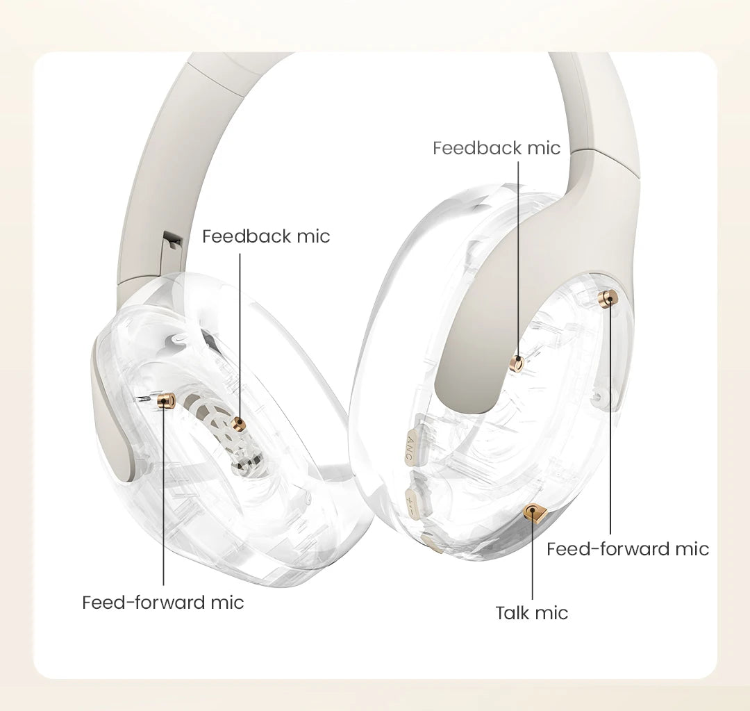 HAYLOU S30 Wireless Bluetooth 5.4 Headphones – 43dB Adaptive Noise Cancelling Over-Ear Headphones, 40mm Driver, 80H Playtime Hi-Res ANC Headset with Microphone