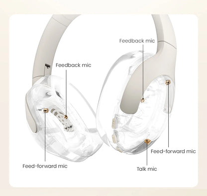 HAYLOU S30 Wireless Bluetooth 5.4 Headphones – 43dB Adaptive Noise Cancelling Over-Ear Headphones, 40mm Driver, 80H Playtime Hi-Res ANC Headset with Microphone