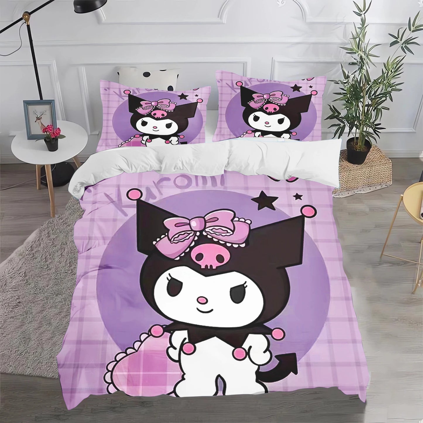 Kuromi Duvet Cover Cute Pillowcase Bedding Set Adult Boy Girl Bedroom Decoration Children Gift Single Double Large Size