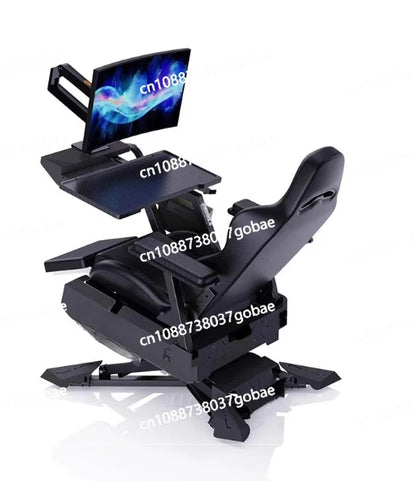 Luxury Gaming Cockpit Chair Multi Functional Office Computer Chair with Adjustable Desk, Ergonomic Long Sitting Gaming Workstation Seat