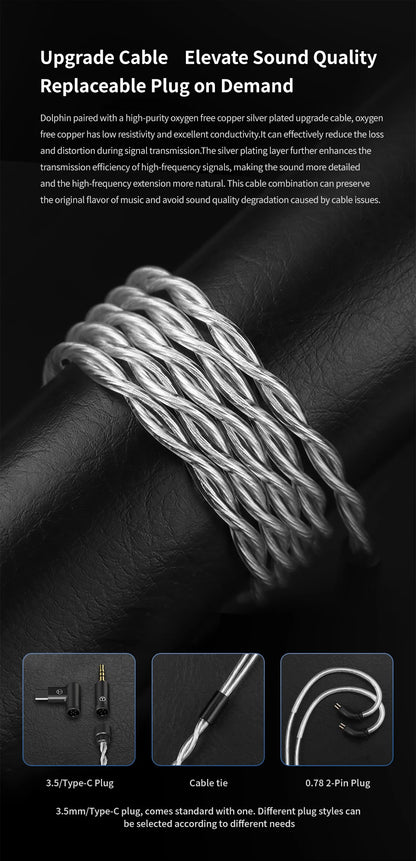 TRN Dolphin Wired Earphones with 10mm Dual Magnetic Dynamic Driver, Liquid Metal HiFi In-Ear Headphones, High Resolution Audio Earbuds