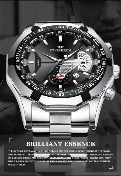 BINBOND Orginal Quartz Wristwatches For Men Luxury Luminous Waterproof Auto Date Men's Watch Stainless Steel Reloj Free Ship