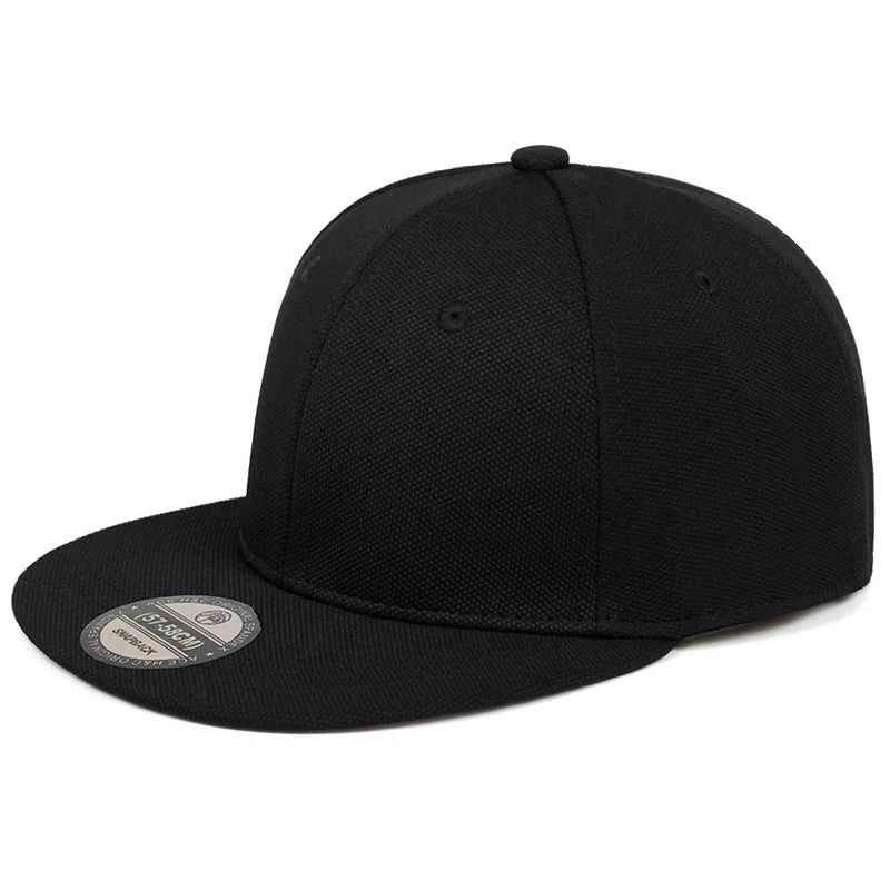 Casquettes Snapback fermées à l'arrière, non réglables, pour homme, de qualité, style hip-hop, ajustées, pour adulte, couleur unie, casquettes de baseball, 57-58 cm, pour petits visages