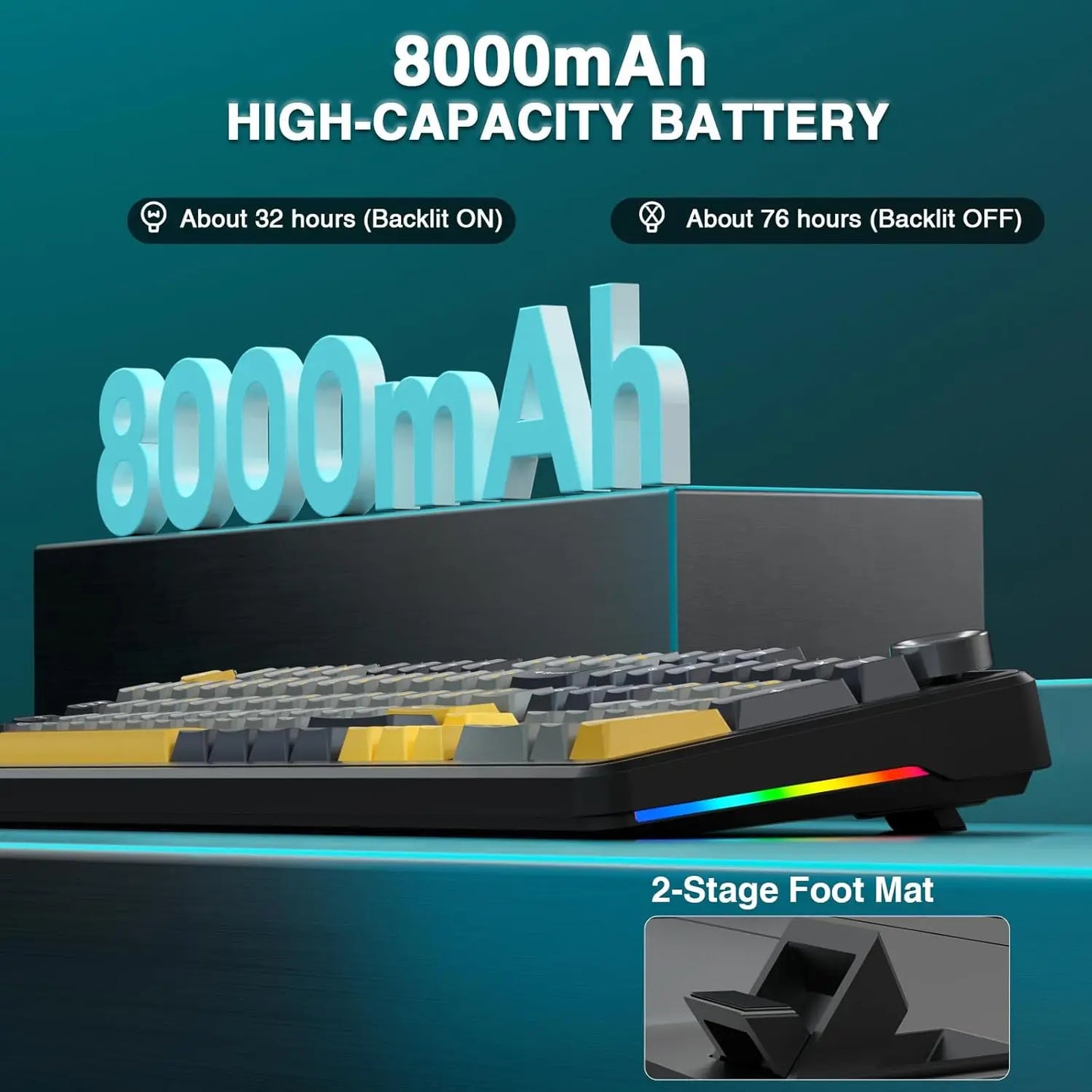 AULA F108 PRO Wireless Mechanical Keyboard 3 Mode RGB Backlit Gaming Keyboard With Screen 8000mAh Battery 104 Keys Hot Swappable