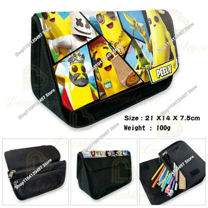 Victory Royale Student Boys Girls Fortnite Capacity Pencil Stationery Case Peely Llama Hero Children's Pen Box Kids Teen Bags
