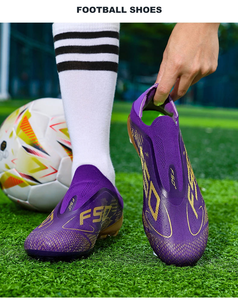 Chaussures de football pour hommes – Chaussures de foot antidérapantes pour garçons – Crampons pour gazon – Baskets de match de haute qualité – Best-sellers – Chaussures montantes légères pour l'extérieur