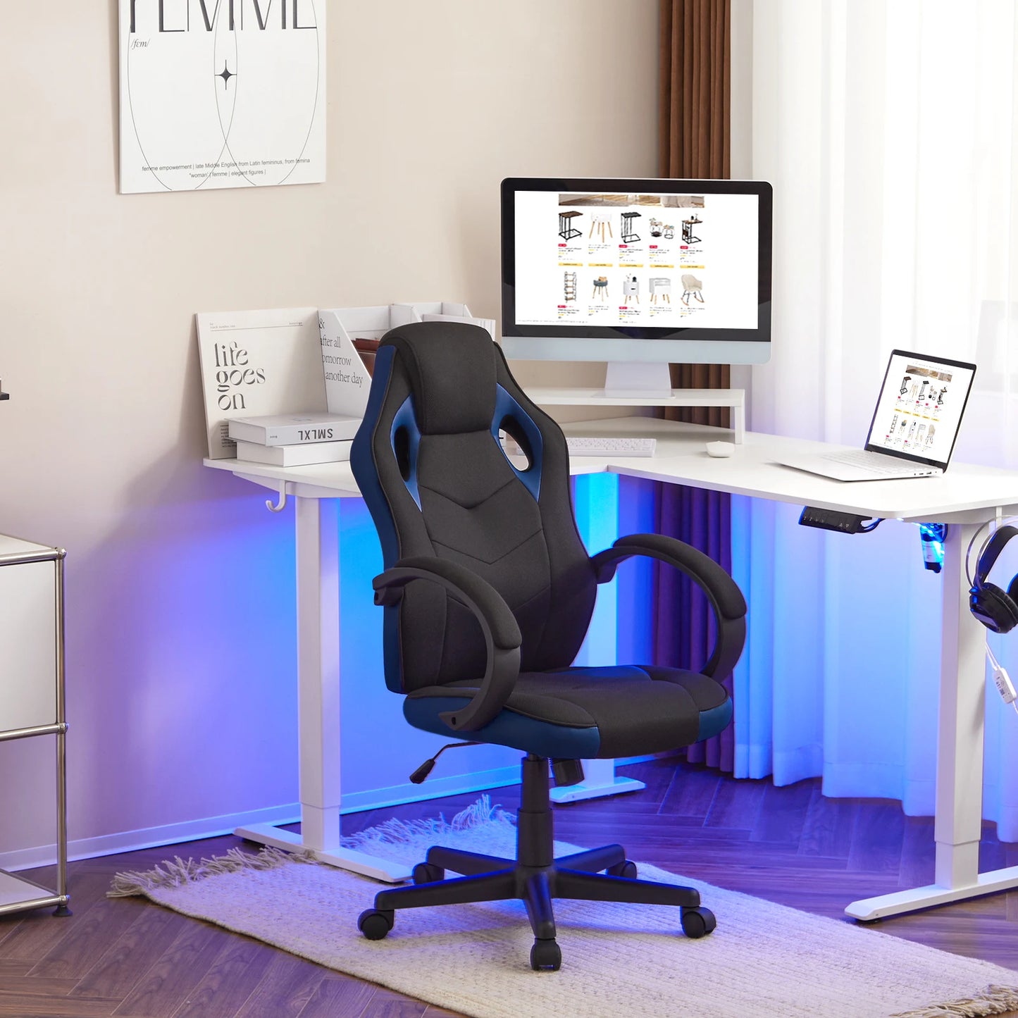 WOLTU Ergonomic Gaming Chair High Back Office Computer Chair with Adjustable Height, 360° Swivel, Reclining Tilt, Racing Style Executive Desk Chair