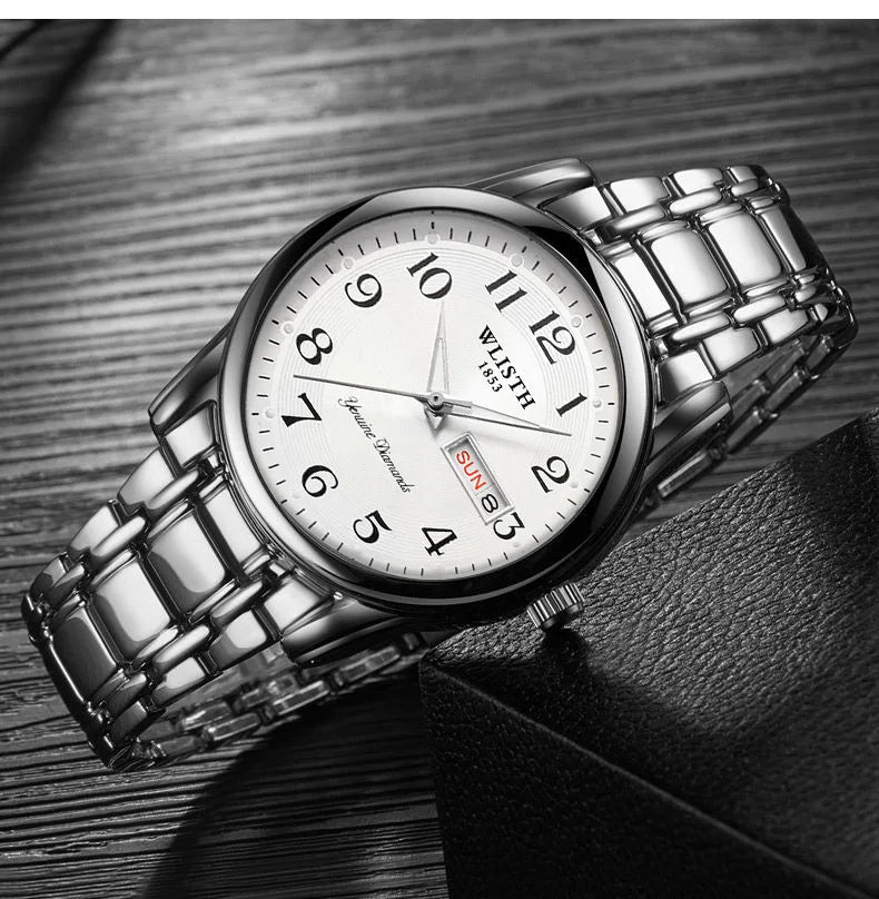 Luxury ladies’ watch, quartz watch, digital wristwatch, water-resistant, with calendar and backlight; fashionable and professional style, also suitable for men.