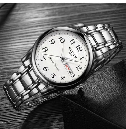 Luxury ladies’ watch, quartz watch, digital wristwatch, water-resistant, with calendar and backlight; fashionable and professional style, also suitable for men.