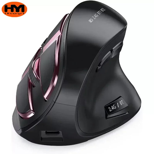 IHOYI Bluetooth Vertical Wireless Mouse Rechargeable Ergonomic Silent Mouse with 2400 DPI, USB 2.4G Wireless Mouse for Laptop & Desktop