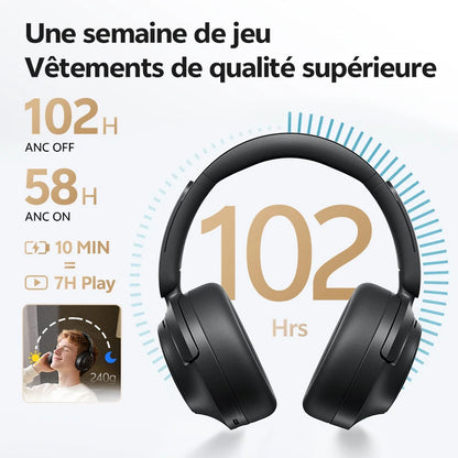 QCY H3S ANC Over-Ear Headphones Bluetooth 6.0 – Hi-Res LDAC Spatial Audio, -56dB Adaptive Noise Cancelling Wireless Headset