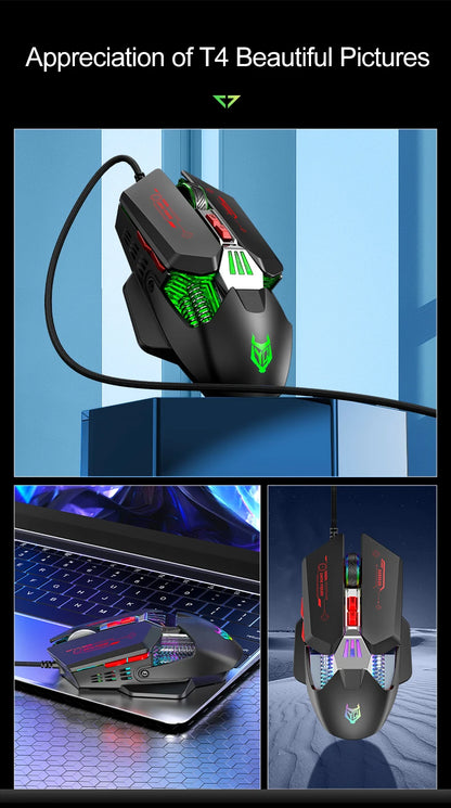 APAYADO T4 Wired Gaming Mouse 12800 DPI RGB Gaming Mouse with 1000Hz Polling Rate, Ultra-Light Cable, 60IPS Precision Mouse for PC & Laptop