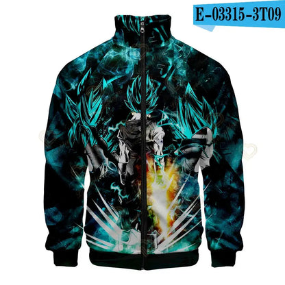 New Fashion Dragon Ball Print Stand Collar Zipper Hoodie Men Women Zipper Hoodies Jackets Long Sleeve Sport Hip Hop Sweatshirts, Produit gaming premium Fraquane